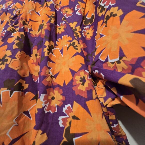 Vtg Hawaiian Floral Mumu Caftan House Dress Womens 2X Orange Purple Comfy Flowy - Picture 11 of 11